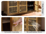Wooden Shoe Rack XL 4 Tier 3 Doors Drawers Shelves Cabinet Organizer V178-67001
