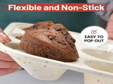 Silicone Muffin Pan, Metal Reinforced Frame Cupcake Pan 12 Cups Regular Size Easy to Move in or Out V1259-DP01-A-4507