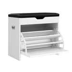 Artiss Shoe Rack Cabinet Bench 3-tier 15 Pairs White CABINET-8836-WH