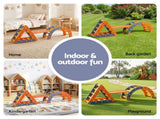 Keezi Kids Climbing Frame Set With Slide Indoor Outdoor Toddler Toys Pikler Triangle Climber With KCS-SLIDE-2IN1-OG
