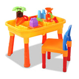 Keezi Kids Sandpit Pretend Play Set Sand Water Table Chair Outdoor Beach Toy PLAY-CASTLE-BU