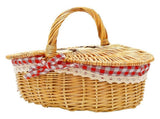 Country Style Wicker Picnic Basket Hamper With Lid And Handle & Liners For Picnic, Parties V1263-JX-1881