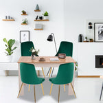 Natural Rectangular Dining Table with 4x Green Velvet Chairs V264-DNT-409C-NTR-DNC-414V-GRN-4