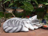Desktop Decor,Garden Sleeping Cat Statue Garden Collection Resin and Stone Decorative Garden V1192-AZ-W-28033