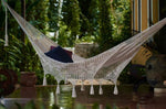 Outdoor undercover cotton Mayan Legacy hammock with hand crocheted tassels King Size Marble V97-TDK CREAM