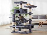 CARLA HOME 180cm Cat Tree Tower for Indoor Cats with Plush Perches, Dual Condos, Natural Sisal V178-36386