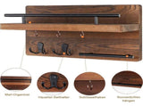 7-Hook Wall Mounted Wooden Key Holder with Storage Tray, 30 cm, for Hallway Corridor Bedroom & V1188-MS-325-0190