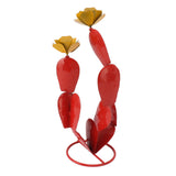 Metal Prickly Pear Cactus with Flowers Iron Rustic Cactus Statue Desert Decor Sculpture for Garden V1294-YM0703-3111230153411