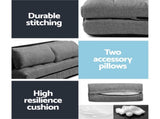 Artiss Floor Lounge Sofa Bed 2-seater Grey Fabric FLOOR-SBL-170LIN-GY