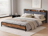 Levede King Bed Frame Industrial Tufted Soft Storage Headboard USB Charge BF1057-K-DG-AU