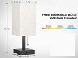 Dimmable Bedside Lamp with USB A and USB C Charging Ports LED Bulb Pull Chain Switch, 3000K 4000K V1237-ZY-528-199
