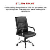 PU Leather Office Chair Ergonomic Executive Swivel Desk Chair with Padded Seat in Black V63-774965