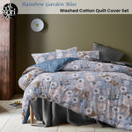 Accessorize Rainbow Garden Blue Washed Cotton Quilt Cover Set Single V442-HIN-QUILTCS-RAINBOWGARDEN-BLUE-SB