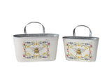 Set 2 Oval Planter Storage Bucket 28cm V637-11031PLN
