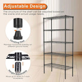 CARLA HOME 5-Tier Adjustable Metal Storage Shelves Wire Rack Organizer for Kitchen, Pantry, Bathroom LSB-36204