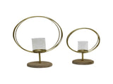 Set 2 Aura Candle holders on Timber Base 38cm V637-20630CDL