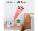 Desk Snooze LED Digital Backlight Date Function USB Charge Alarm Clock Projector-Silver - Silver V1263-JX-387