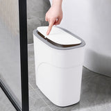 Slim Press Top Trash Can for Kitchen Bathroom Office - Space Saving Flip Lid Garbage Bin with Clamp V1370-AZ4-09491