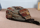 Handmade Backpack Women's Vintage Canvas Backpacks National Style Geometrical Printed Bag Female V1192-AZ-W-15421