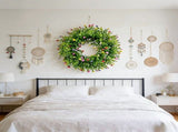 Vibrant Wildflower Garland, Dried Flower Wreath, Elegant Spring and Summer Decor for Front Door, V1192-AZ-W-24438
