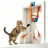 Interactive Door Clip Cat Toy with Bouncy Spring and Replaceable Teaser Tail Self-Play Entertainer V1341-ZY-JW7XP3JB-ORANGE