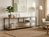 CARLA HOME Industrial Console Table - 3 Shelf Open Storage - Brown - Commodity Shelf V178-36447