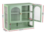 Artiss Buffet Cabinet Sideboard Wall Mounted Fluted Display Storage 70cm Green AI-SID-WM60-GN
