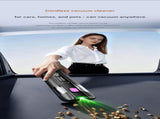 Black Cordless Handheld Vacuum Cleaner - High Suction Portable Car Vacuum with Green Light Dust V888-ELOSUNG53054