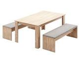 Artiss 3 Piece Dining Sets, 120cm Wooden Dining Table and 2 Upholstered Chairs Set, Space-Saving DSET-TAB120-BEN90-WD