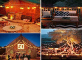 50FT Outdoor Globe String Lights with 25 Warm White Bulbs - Waterproof & Shatterproof LED Festoon V888-ELOSUNG55855