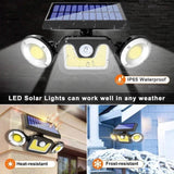 Outdoor Solar Lights with 3 Adjustable Head for Porch Garden Patio V178-65586