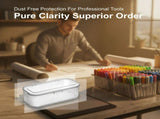 3 Pack Plastic Pen Storage Box, Clear Pencil Case Organizer with Lids for Desk Drawer, 9.8" x 3.9" x V1192-AZ-W-18424