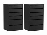 Artiss 2x Chest of 6 Drawers Dresser Tallboy Black FURNI-N-CDR-6D-BK-ABX2