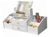 Cosmetic Storage Drawer Large Capacity Plastic Drawer Stationery Container with Mirror White V1294-YM0521-3117220286511
