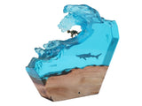 LED Ocean Surfing Night Light Synthetic Resin Wooden Handmade Bedside Table Lamp 3D Desk Art V1294-YM0901-3119250009511