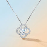 Elegant Moissanite Four-Leaf Clover Pendant Necklace with GRA Certificate 925 Silver Plated, V1341-ZY-AHR5XN9S-MOISSANITE-PREMIUMS925