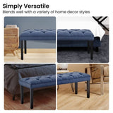 Cate Button-Tufted Upholstered Bench by Sarantino - Blue Linen BCH-438-BU