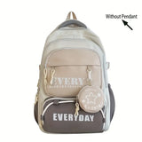 Color-Block Multi-Functional Backpack Letter Print, Large Capacity & Splash-Resistant, Main V1232-SJB-PS-004