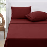 Polar Fleece Sheet Set Double 30cm Wall Burgundy V442-ATX-SHEETS-POLARFLEECE-BURGUNDY-DS