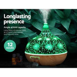 Devanti Aroma Diffuser Aromatherapy 3D Glass 400ml DIFF-G5-LW