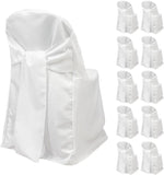 Efavormart 10 Pack White Linen Polyester Folding Chair Covers for Party Dining Chairs Reusable V1258-DP02-C-3140