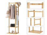 Bamboo Coat & Hat Rack Stand Shoe Shelf Thicken Wooden Hanger V178-66758