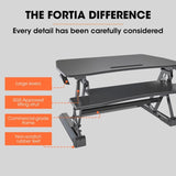 Fortia Desk Riser 90cm Wide Adjustable Sit to Stand for Dual Monitor, Keyboard, Laptop, Black V219-ADKRISFO96KB