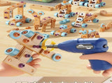 DIY assembly toy, wooden building set, electric drill toy for kids, educational construction toy, V1102-819-47387-MLT-172PCS