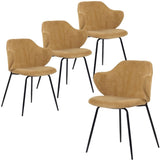 Set of 4 Dining Chairs Corduroy Cord Fabric with Metal Legs in Mustard Yellow V563-68407_2X