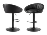 Artiss Bar Stool X2 Gas Lift Adjustable Rounded Shell Backrest PU Leather Black BA-TW-W1061-BKX2