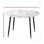 Artiss Dining Table Round Marble Effect 110CM DINING-B-MAR11075-GY-AB