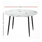 Artiss Dining Table Round Marble Effect 110CM DINING-B-MAR11075-GY-AB