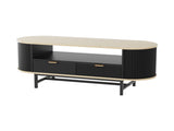 Artiss Coffee Table Drawer Shelf Wood&Black FUR-Z-COF-04-BKWD