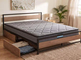 Giselle 18cm Queen Mattress Pillowtop and Artiss Metal Bed Frame Set With 2 drawers MABF-PT18-DREW-Q